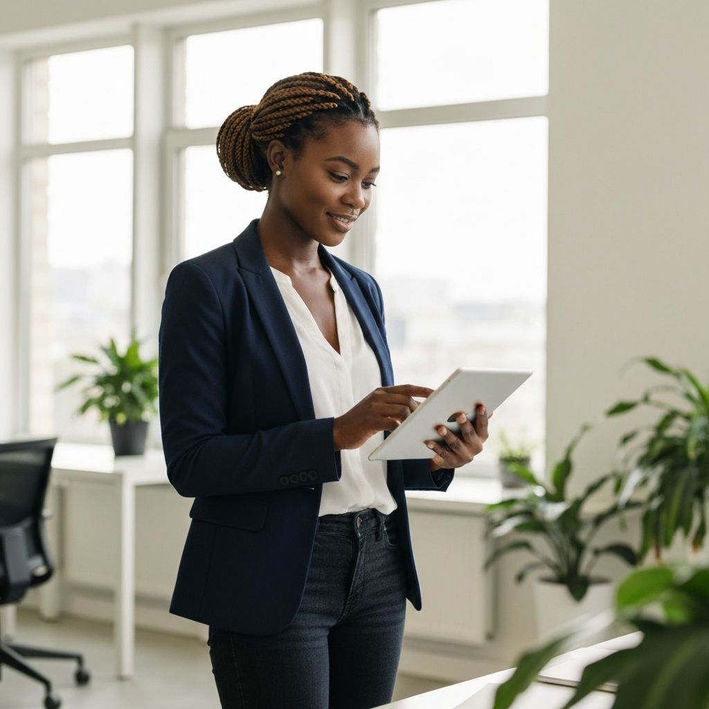 Profissional pensando sobre carreira em ambiente moderno